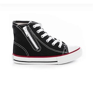 Tênis Infantil Diversão Canvas Hi Ziper-Preto/Vermelho