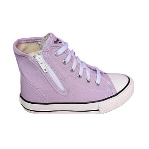 Tênis Infantil Menina Diversão Canvas Hi Ziper- Lilás/ Preto