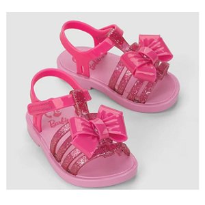 Sandália Infantil Menina Barbie Lux- Rosa/Gliter/ Rosa