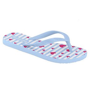 Chinelo Infantil Menina Molekinha Coração- Celeste/Branco/Pink