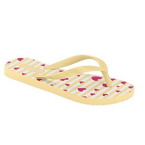 Chinelo Infantil Menina Molekinha Coração- Amarelo/Branco/Pink