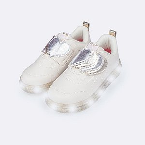 Tênis Infantil Menina Pampili Led Sneaker- Nude Dourado