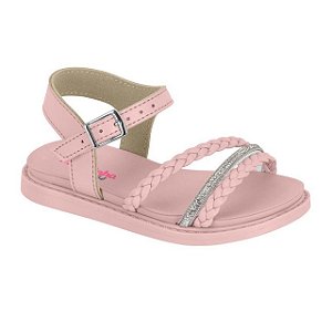 Sandália Infantil Menina Molekinha Florencia- Rosa/ Branco Cristal