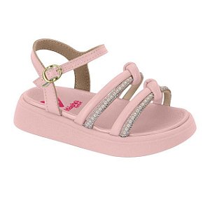 Sandália Infantil Menina Molekinha Milão- Rosa/Cristal/Perola