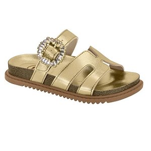 Rasteirinha Infantil Menina  Molekinha Metalizada Premium- Dourado