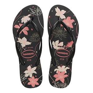 Chinelo Feminino Havaianas Slim Organic- Preto/ Rosa