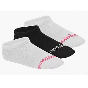Meia Infantil Menina Molekinha invisível- Branco/Branco/ Preto