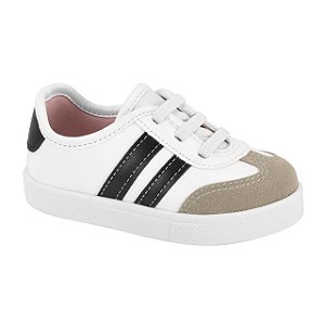 Tênis Infantil Menina Molekinha Turim Camurça- Branco/Branco OFF/Preto