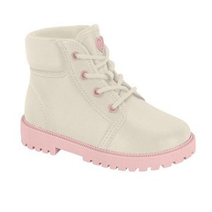 Bota Coturno Infantil Molekinha Strech- Branco OFF/ Rosa