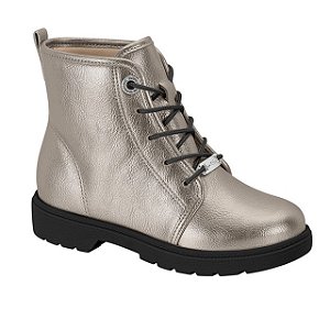 Bota Coturno Infantil Menina Molekinha Metal Malibu- Prata Velho