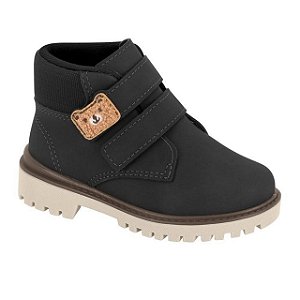 Bota Coturno Infantil Menino Molekinho Velcro Moscou- Preto