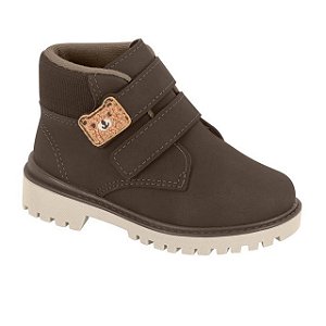 Bota Coturno Infantil Menino Molekinho Velcro Moscou- Café