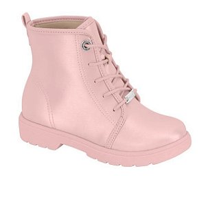 Bota Coturno Infantil Menina Molekinha Napa Metalizado Tamisa- Rosa