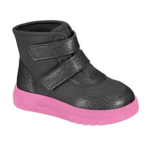 Bota Infantil Menina Molekinha Led Berlim Verniz- Preto/ Rosa