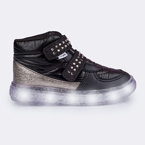 Tênis Infantil Menina Sneaker Led Pampili- Preto