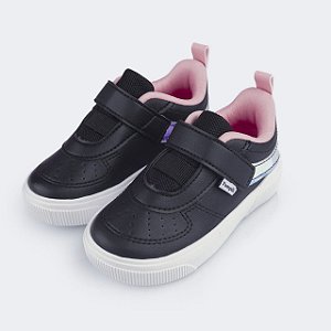 Tênis Infantil Menina Pampili Yumi- Preto/ Rosa Glace