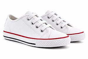 Tênis Infantil Diversão Couro Sintético- Branco/ Vermelho
