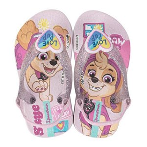 Chinelo Infantil Menina Ipanema Patrulha Canina Friend Baby- Rosa Claro/ Gliter