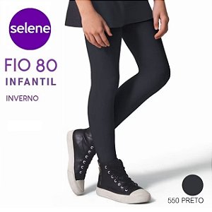 Meia Calça Infantil Menina Selene Algodão Fio 80 - Preto