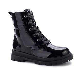 Bota Infantil Menina Mini Sua Cia Verniz- Preto/Preto