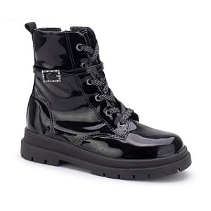 Bota Infantil Menina Mini Sua Cia Verniz Fivela- Preto/Preto
