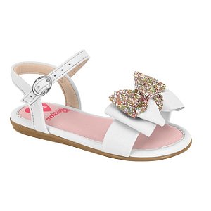 Sandália Infantil Menina Molekinha Napa Turim Laço- Branco