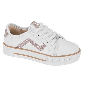 Tênis Infantil Menina Molekinha Turim Shine- Branco/ Light Ouro