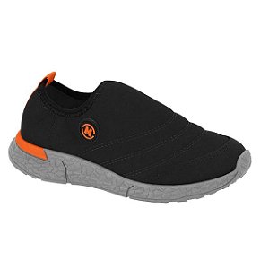 Tênis Infantil Menino Molekinho Slip Lycra Neoplex- Preto/ Laranja