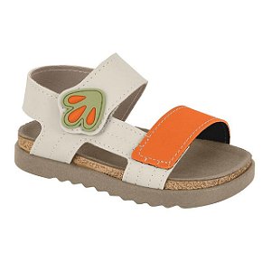Sandália Infantil Menino Molekinho Floter Neo- Branco OFF/ Laranja