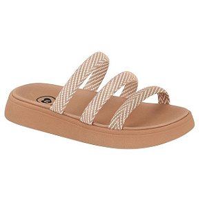 Rasteirinha Infantil Menina Molekinha Tira Pronta Tresse- Nude/ Branco