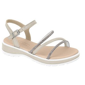 Sandália Infantil Menina Molekinha Turim Tira Florencia- Branco OFF/ Branco Cristal