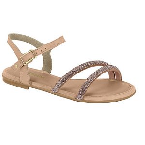Sandália Infantil Menina Molekinha Tira Valência- Nude/Creme/ Ouro Claro