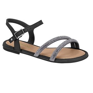 Sandália Infantil Menina Molekinha Tira Valência-Preto/ Cristal