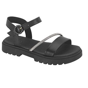 Sandália Infantil Menina Molekinha Turim Florença Strass- Preto/ Cristal