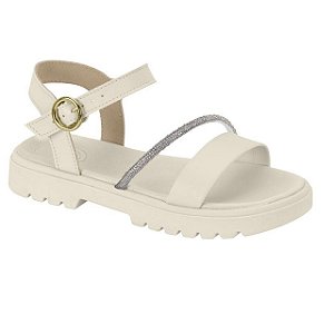 Sandália Infantil Menina Molekinha Turim Florença Strass- Branco OFF/ Cristal