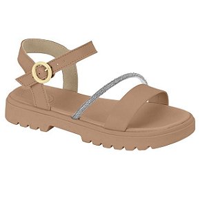 Sandália Infantil Menina Molekinha Turim Florença Strass- Nude/ Cristal