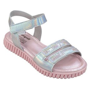 Sandália Infantil Menina Pampili- Prata Holográfico