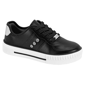 Tênis Infantil Menina Molekinha Turim Metalizado Premium- Preto/ Prata