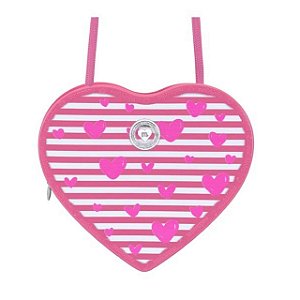 Bolsa Infantil Menina Molekinha Coração- Rosa/ Branco/ Pink