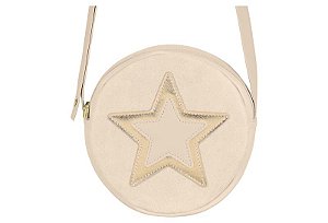 Bolsa Infantil Menina Molekinha Napa Sardenha Glow- Creme/ Dourado