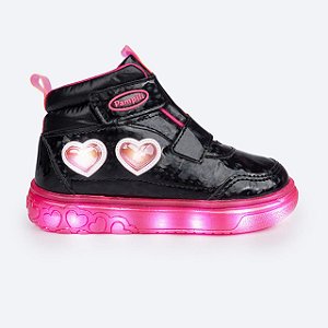 Tênis Infantil Menina Pampili Sneaker Led- Preto/ Pink