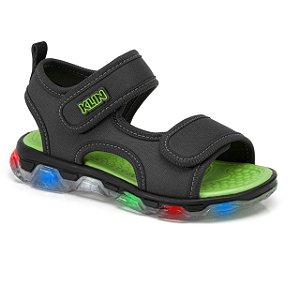 Sandália Infantil Menino Led Klin- Grafite/ Verde