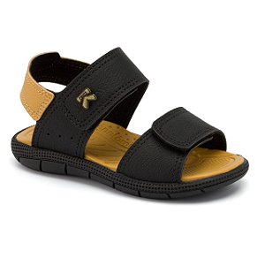 Sandália Infantil Menino Klin Tic Tac- Preto/ Ocre