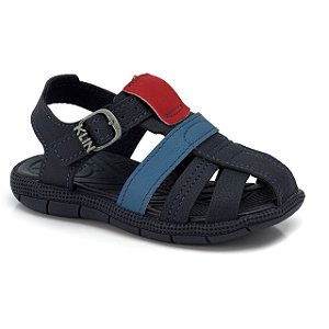 Sandália Infantil Menino Klin Tic Tac- Marinho/ Azul Denim