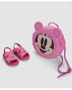 Sandália Infantil Menina Minnie Disney Puff Bag- Rosa