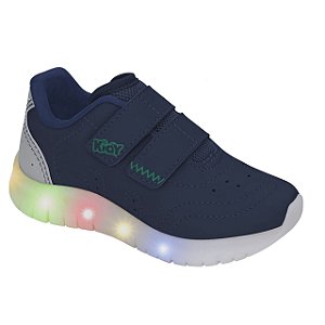 Tênis Infantil Kidy Led Fun- Marinho/ Cinza