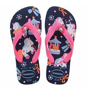 Chinelo Infantil Menina Havaianas Fantasy Unicórnio- Marinho/ Pink