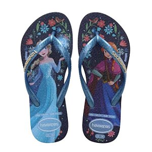 Chinelo Infantil Menina kids Slim Princesas- Azul/ Azul Lavanda
