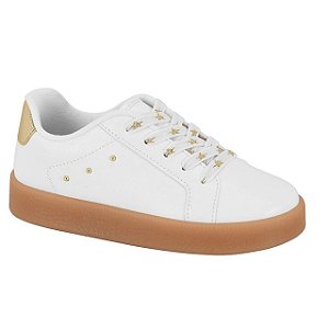 Tênis Infantil Menina Molekinha Turim Brilho Itália- Branco/ Dourado