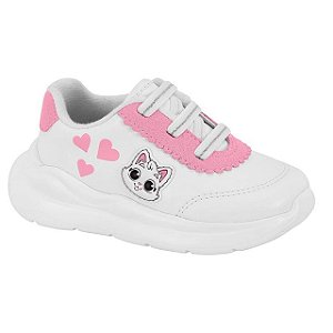 Tênis Infantil Menina Molekinha Estelar- Branco/ Glitter Rosa